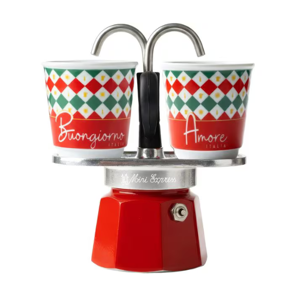 Caffettiera Bialetti Mini Express Italia Damier – Set 2 Tazze