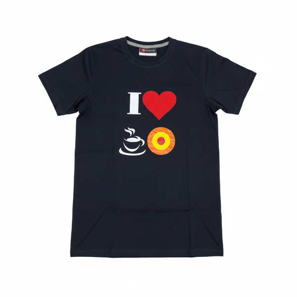 Caffè Guglielmo Blue T-Shirt – "I ❤ Caffè" Print – 100% Cotton